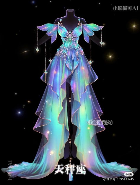 Mystical Outfits, Iridescent Fashion, Diy Steampunk, Sky Clothing, Light Up Dresses, Digital Dress, Space Dress, Princess Bridal Gown, Festival Outfits Rave