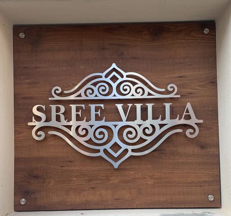 Vertical Name Plate For Home, Name Plates For Home Design, Wooden Name Board For Home, House Name Board Design, Main Door Name Plate Design, Metal Name Plates For Home, House Names Ideas Indian, Main Gate Name Plate Design, Home Name Plates Ideas Entrance