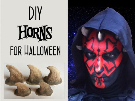 Diy Polymer Clay Horns For Halloween Makeups ! #howto #tutorial Diy Darth Maul Costume, Darth Maul Makeup, How To Make Horns, Darth Maul Costume, Diy Horns, Cosplay Horns, Diy Polymer Clay, Fitness Shirts, Star Wars Costumes