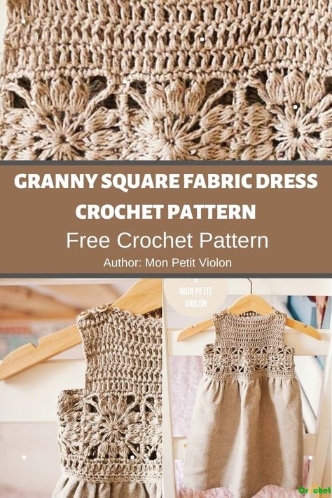 Crochet And Fabric Dress Pattern Free, Crochet Kids Clothing Patterns Free, Fabric And Crochet Dress, Crochet Toddler Dress Free Pattern Summer, Granny Square Toddler Dress, Granny Square Crochet Dress Pattern Free, Granny Square Dress Pattern Free, Crochet Toddler Dress Free Pattern, Crochet And Fabric Dress