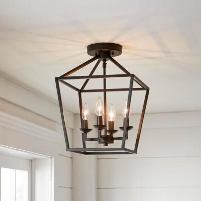 Weyburn 16.5 in. 4-Light Bronze Semi-Flush Mount Entry Light Fixture, Entryway Light Fixtures, Hallway Light Fixtures, Laundry Room Lighting, Entry Lighting, Hall Lighting, Living Room Light Fixtures, Farmhouse Light Fixtures, Entryway Lighting