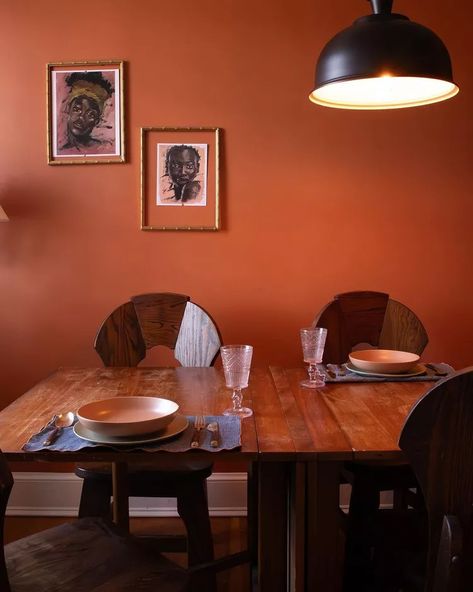 14 Orange Paint Colors for a Bright Pop in Any Room Burnt Orange Paint, Orange Dining Room, Orange Paint Colors, Dutch Boy Paint, Home Cozy, Traditional Dining Room, Black And White Tiles, Orange Paint, Orange Walls