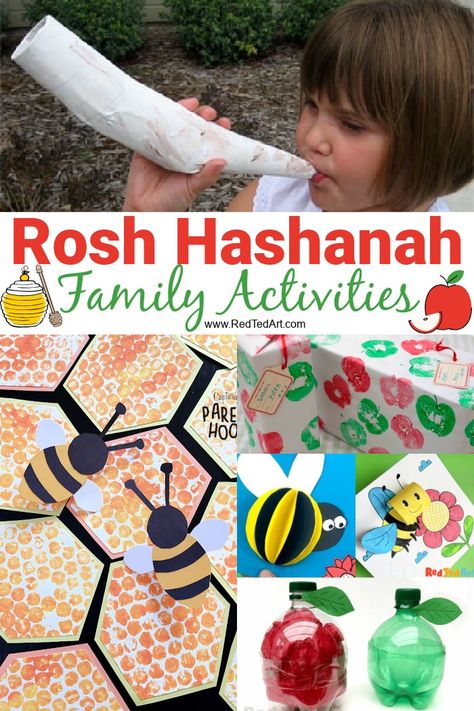 Rosh Hashanah Activities for Families - Red Ted Art - Kids Crafts Rosh Hashanah Crafts For Toddlers, Preschool Rosh Hashanah Crafts, Rosh Hashana Crafts Kindergarten, Rosh Hashanah Activities For Kids, Rosh Hashana Cards For Kids, Rosh Hashana Montessori, Rosh Hashana Arts And Crafts, Jewish Preschool Activities, Jewish Preschool Crafts