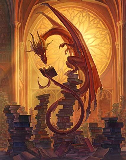 Library Fantasy Art, Dragon Library, Wizard Magic, Magic Spell Book, Dragon Rider, Dragon Pictures, Dragon Artwork, Poster Artwork, Book Dragon