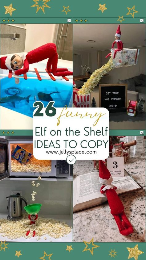 funny elf on the shelf ideas, elf on the shelf ideas pranks, elf on the shelf mischief, elf on the shelf crafts Elf On The Shelf Crafts, Elf On The Shelf Mischief, Elf On The Shelf Pranks, Shelf Crafts, Christmas Pranks, Hot Popcorn, Funny Elf On The Shelf, Awesome Elf On The Shelf Ideas, Elf Activities