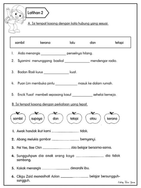 Bahasa Melayu Kindergarten, Worksheets Bahasa Melayu For Kindergarten, Bahasa Melayu Worksheet For Preschool, Learning Letters Preschool, School Kids Activities, Bahasa Melayu, Preschool Activities Printable, Family Tree Template, Preschool Colors