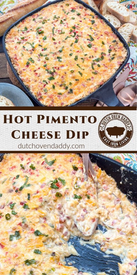 A southern staple now served warm, this Hot Pimento Cheese Dip is a delicious appetizer that after the first bite, the creamy texture of this cheese dip will have you marking it as one of your new favorite recipes. Hot Virginia Dip, Recipes With Pimento Cheese, Hot Pimento Cheese Dip Recipe, Pimento Cheese Appetizer Ideas, Hot Dips For Parties Crock Pots, Hot Pimento Cheese Dip, Hot Cheese Dip Recipes, Hot Dip Recipes, Pimento Cheese Dip Recipe