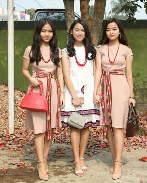 Mizo Dress Design, Mizo Traditional Attire, Mizo Traditional Dress, Mizo Sunday Tops, Sunday Dress Mizo, Mizo Sunday Dress Design, India Traditional Dress, Tenun Ikat, Burmese Clothing