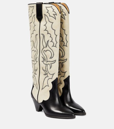 Edgy Western, Southwestern Modern, Suede Cowboy Boots, Isabel Marant Shoes, Decorative Embroidery, Handmade Boots, Mid Heel Boots, Boot Design, Vintage Cowboy Boots