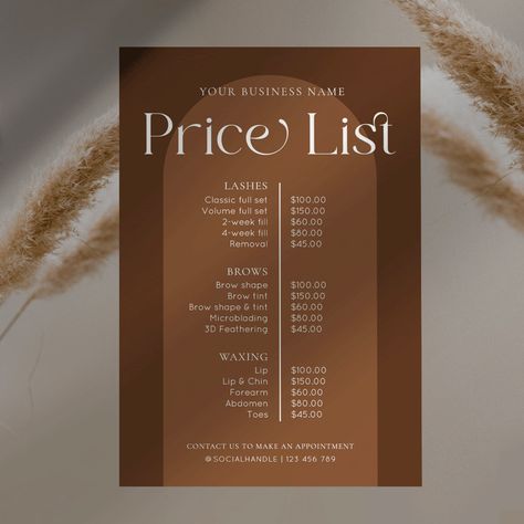 Boho Hair Salon Names, Terracotta Hair, Boho Hair Salon, Hair Salon Price List, Hair Salon Prices, Nail Salon Prices, Arch Background, Business Makeup, Hair Salon Names