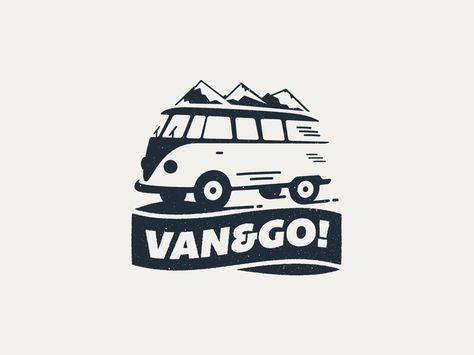 pinterest.com/fra411 #logo Van&Go! Animated Gif by Máximo Gavete Camper Logo, Go Logo, Combi Volkswagen, Identity Design Logo, Vans Logo, Great Logos, Travel Logo, Logo Mark, Logo Design Creative