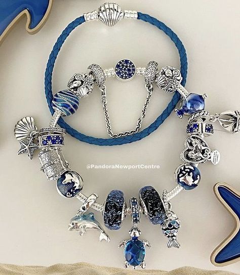 Avatar Pandora Bracelet, Pandora Bracelet Beach, Charm Bracelet Pandora Ideas, Blue Pandora Bracelet, Pandora Azul, Pandora Bracelet Ideas, Pandora Bracelet Charms Ideas, Girly Bracelets, Pandora Bracelet Designs