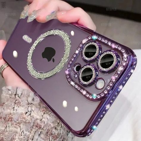 Luxury Crystal Diamond Clear Case For iPhone 15 11 12 13 14 Pro Max Plus Bling Sparkly Magsafe Magnetic Wireless Charging Cover https://melaninvariations.shop/products/luxury-crystal-diamond-clear-case-for-iphone-15-11-12-13-14-pro-max-plus-bling-sparkly-magsafe-magnetic-wireless-charging-cover Melanin Variations #Hot Crystal Phone Case, Mini Accessories, Apple Model, Max Black, Glitter Case, Crystal Diamond, Under The Lights, Rhinestone Designs, Diamond Crystal