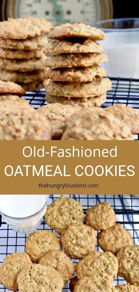 Old-Fashioned Oatmeal Cookies, slightly crispy and chewy homemade cookies just like grandma baked! #thehungrybluebird #oldfashionedoatmealcookies #oatmealcookies #oldfashioned #cookies #baking #desserts #snacks | thehungrybluebird.com Homemade Oatmeal Cookies, Old Fashioned Oatmeal Cookies, What Is Healthy Food, Old Fashioned Oatmeal, Cookies Chewy, Homemade Oatmeal, Cookie Making, Medicine Tips, Oat Cookies