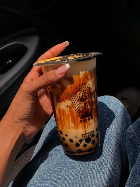 Brown sugar bubble milk tea Bubble Milk Tea Aesthetic, Boba Milk Tea Aesthetic, Brown Sugar Boba Milk Tea, Brown Sugar Bubble Tea, Brown Sugar Milk Tea, Brown Sugar Boba, Milk Tea Boba, Big Snacks, Bubble Tea Recipe