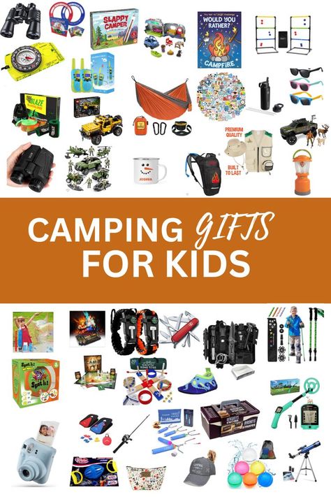 OVER 40 Camping gifts for kids, tweens and teens for 2023! Save this post. You’ll want to refer back to it every time you need a camping gift idea. Camping Gifts For Boys, Camping Themed Gifts, Adventure Gifts For Kids, Outdoor Gifts For Boys, Camping Essentials For Kids, Kids Hiking Gear, Christmas Camping Ideas, Camping Gift Basket, Camping Christmas Gifts