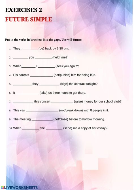 Simple Future Tense Worksheets Grade 3, Simple Future Tense Worksheets, Future Simple Worksheet, Simple Past Tense Worksheet, English Language Learning Activities, Future Tense Verbs, Past Tense Worksheet, English For Students, Verb Practice