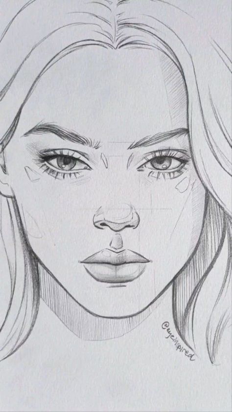 Drawings To Trace Over, Human Portrait Sketch, Face Outline Drawing Sketch, Face Sketch Ideas, Female Face Reference Drawing, Illustration Face Drawing, Face Drawings Sketches, Portrait Sketches Pencil Faces, Sketch Of Face