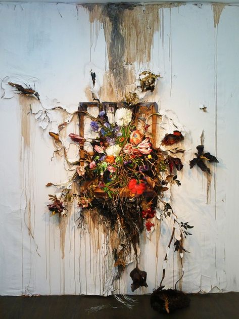 what grows out of holes in your wall if you dont fill them.. dead flowers. Valerie Hegarty, Decay Art, Memory Art, Soyut Sanat Tabloları, Gcse Art, Arte Inspo, Art Et Illustration, Piece Of Art, A Level Art