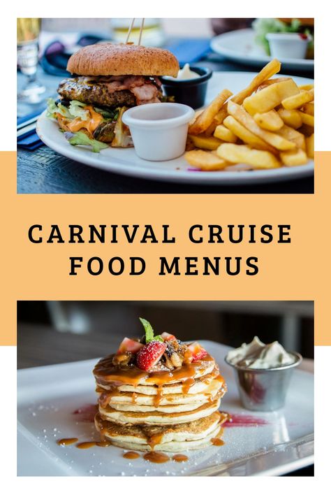 Get a sneak peek at all the Carnival cruise food menus before you travel, so you can decide where you want to dine on your cruise. Carnival Cruise Recipes Food, Carnival Cruise Recipes, Carnival Conquest Cruise, Carnival Cruise Food, Carnival Conquest, Carnival Glory, Carnival Cruises, Ham Breakfast, Carnival Magic