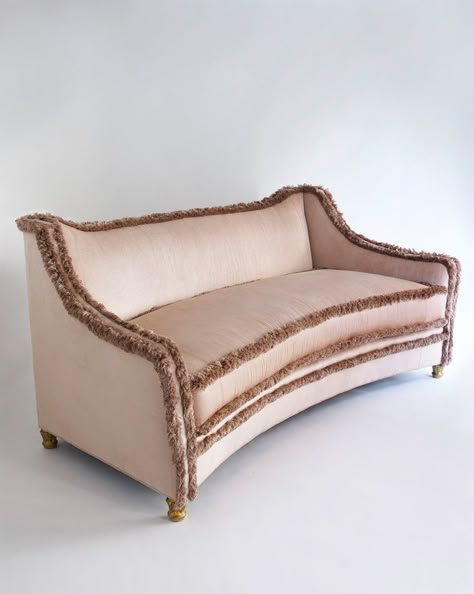 Jayne sofa by Liz O'Brien - NYC Sofa With Fringe, 1930's Style, Modern Sofa Set, Reupholster Furniture, Sofa Set Designs, Sofa Sets, Curved Sofa, Rose Cottage, Sofas And Chairs