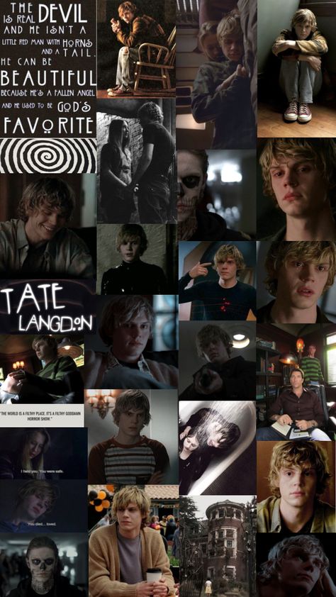 tate langdon collage #beauty #vibes #wallpaper #tv #ahs #murderhouse #tatelangdon #evanpeters Tate Langdon Collage, Tate Langdon Aesthetic Wallpaper, Tate Langdon Wallpapers, Ahs Murderhouse, Ahs Wallpaper, Tate Ahs, Candy Aesthetic, Evan Peters American Horror Story, Wallpaper Pfp