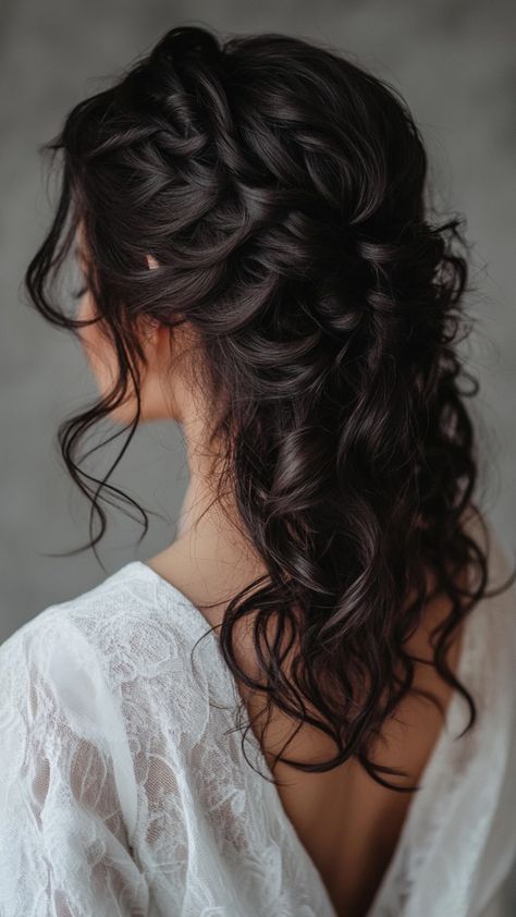 Get ready to fall in love with these 50+ romantic wedding hairstyles for dark hair. From soft waves to elegant braided crowns, these looks will bring romance and charm to your bridal style. Explore all the gorgeous options! #romantichair #darkbride #weddinginspo Soft Romantic Updo Wedding, Wedding Hairstyles For Black Hair, Hairstyles For Dark Hair, Romantic Hairstyles For Long Hair, Romantic Updo Wedding, Romantic Wedding Hairstyles, Beautiful Wedding Hairstyles, Pixie Cut Styles, Glam Waves