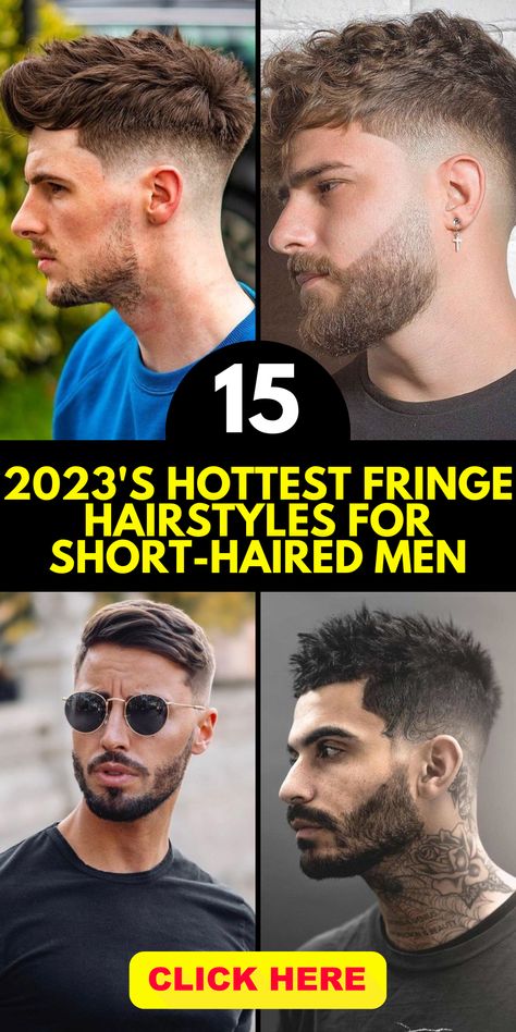 Our fringe hairstyles for men, short and sleek, are perfect for a stylish upgrade. Whether you prefer wavy hair, straight, or a soft, curly bob, we've got you covered.Offering a diverse range of fringe hairstyles for men, our short cuts are designed for a full, trendy look. From mens messy to layered styles, find the cut that suits you best. French Fringe Men, Short Wavy Hair For Men, Men’s Messy Haircut Short, Wavy Textured Fringe Men, Men’s Hairstyle Fringe, Texture Fringe Haircut Men, Men Fringe Haircut, Messy Fringe Men, Fringe Hairstyles Short