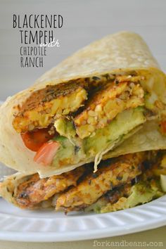 Spicy Chipotle Blackened Tempeh Wraps Tempeh Wrap, Chipotle Ranch Sauce, Ranch Sauce, Chipotle Ranch, Tempeh Recipes, Vegan Wraps, Vegan Burgers, Vegan Sandwich, Vegan Cooking