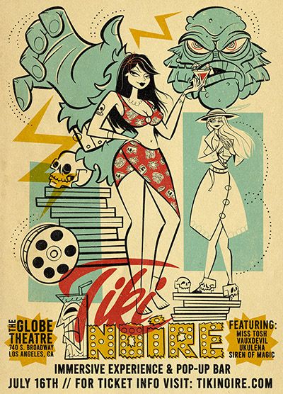 Events Calendar: The Tiki Times – The Atomic Grog Tiki Illustration, Spooky Sketches, Tiki Monster, Tiki Halloween, Tiki Artwork, Lagoon Art, Tiki Pop, Tiki Culture, Tiki Tattoo