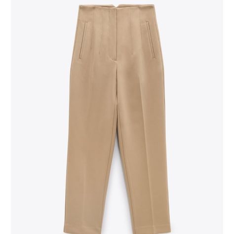 New Zara High Waisted Pants Tan Trousers, Satin Trousers, Baggy Trousers, Pleated Pants, Zara Pants, Business Casual Outfits, High Waisted Trousers, Zara Women, High Waisted Pants