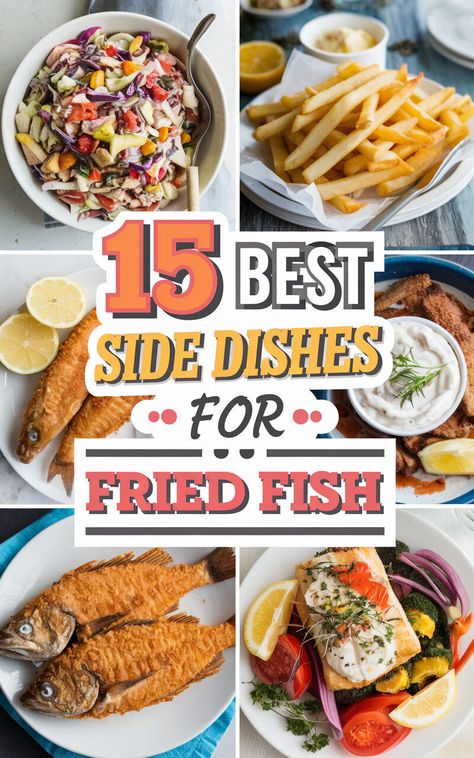 🐟🍽️ Discover the perfect side dishes to serve with your crispy fried fish! #delicious #foodie #yum What To Serve At A Fish Fry, Side Dishes With Fried Fish, Fish Fry Menu Ideas, Trout Side Dishes, Fried Shrimp Side Dishes, Sides To Serve With Fish, Sides To Go With Fried Fish, Fish Sandwich Sides, Side Dishes For Baked Fish