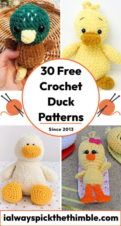 Crochet Duckie Pattern Free, Crochet Duck For Beginners, Crochet Duck Stuffed Animal, Classic Pooh Crochet Patterns, Chunky Duck Crochet Pattern Free, Cow Pattern Crochet Free, Duckling Crochet Pattern Free, Crochet Duck Plushie Free Pattern, Crochet Ducky Pattern Free