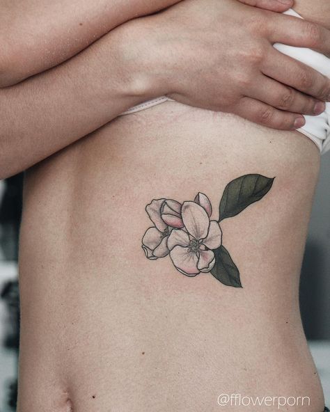 Tattoo Apple, Dog Pawprint Tattoo, Flower Side Tattoo, Realistic Flower Tattoo, Coordinates Tattoo, Floral Tattoo Shoulder, Floral Thigh Tattoos, Tattoos For Dog Lovers, Tattoo Time