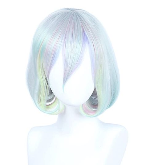 Alien Headband, Rainbow Wig, Short Straight Bob, Rainbow Ombre, Long Hair Wigs, Blue Wig, Beautiful Wigs, Straight Bob, Short Bob Wigs