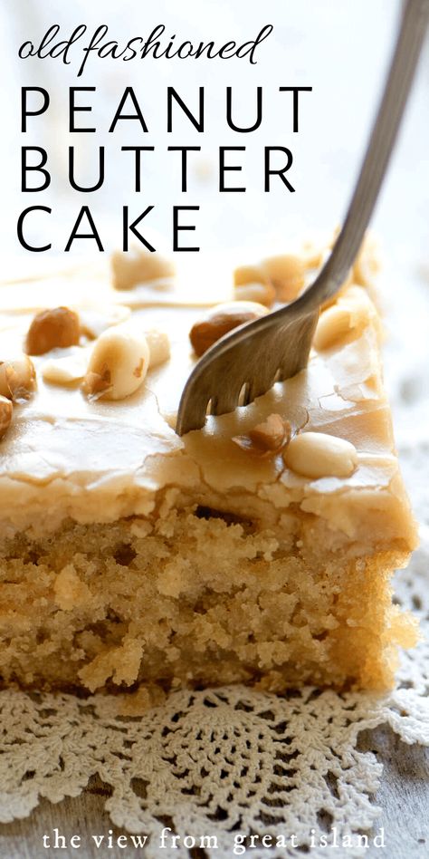 Cake Recipes Not Too Sweet, Old Fashioned Peanut Butter Cake 12 Tomatoes, Old Fashioned Butterscotch Cake, Homemade Peanut Butter Cake Recipes, Best Peanut Butter Dessert Recipes, Old Fashion Peanut Butter Cake, Old Fashioned Peanut Butter Cake, Moist Peanut Butter Cake, Peanut Butter Cake With Peanut Butter Frosting