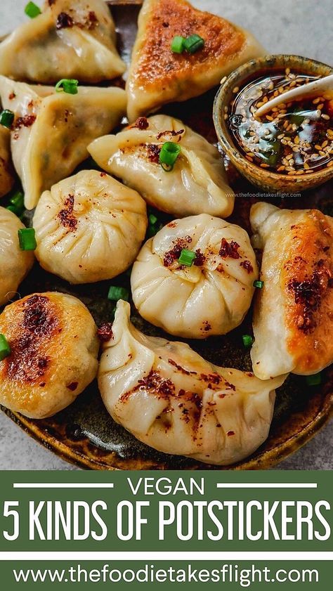 Veggie Train, Vegan Potstickers, Dumplings From Scratch, Vegetarian Dumpling, Potstickers Recipe, Dumpling Recipes, Vegan Dumplings, Vegan Ideas, Vegan Asian