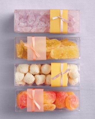 A Variety of Candies Wrapped in Boxes Candy Wedding, Paper Presentation, Edible Favors, Peach Party, Candy Wedding Favors, Candy Packaging, Favor Packaging, Candy Favors, Favor Ideas