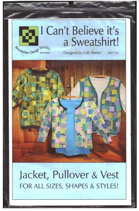 Brookshier Design Studio 07753 Jacket, Vest Size: All Uncut Sewing Pattern https://is.gd/9wkMlS #BrookshierDesignStudio, #SewingPattern Pattern-Walk Diy Vest Pattern, Sweatshirt Jackets Diy, Quilt Jacket Pattern, Sweatshirt Jackets Patterns, Quilted Sweatshirt Jacket, Sweatshirt Sewing Pattern, Sweatshirt Sewing, Diy Vest, Quilted Jacket Pattern