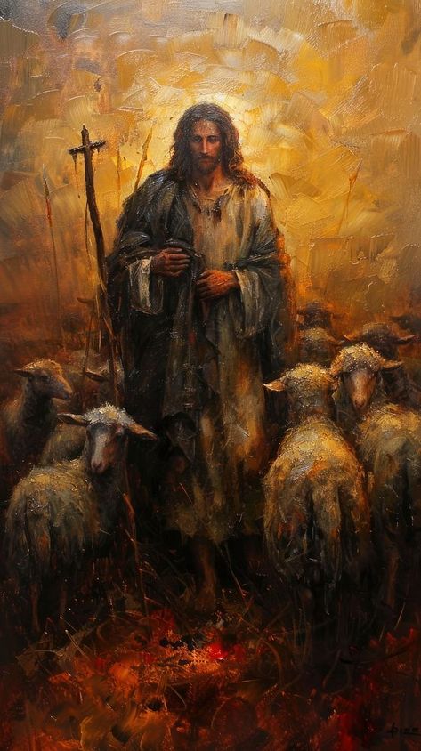 Oil painting Jesus is the good shepherd photography livestock. | premium image by rawpixel.com / Narathorn Jesus Iphone Wallpaper, Jesus And Sheep, Jesus The Good Shepherd, Christian Tips, Christ The Good Shepherd, Christian Imagery, Mystic Art, Sheep Paintings, Saint Elizabeth