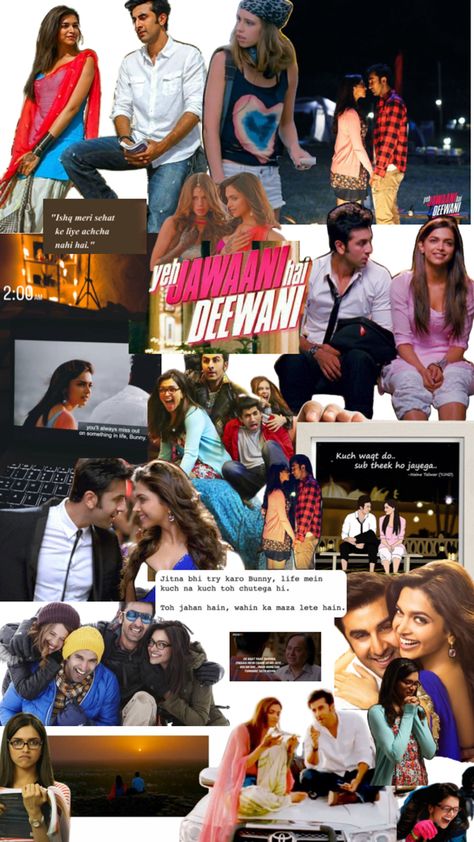 Yeh Jawani Hai Deewani, 90s Bollywood Aesthetic, Pretty Movie, Movie Collage, Bollywood Theme, Bollywood Quotes, Bollywood Posters, Movies Quotes Scene, Just Happy Quotes