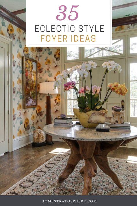 Foyer Ideas Entryway With Plants, Small Foyer Ideas Entryway Stairs, French Foyer Design, Foyer Table Decor Entryway Traditional, Eclectic Foyer Entryway, Vintage Foyer Ideas Entryway, Foyer Ideas Entryway Vintage, Victorian Entryway Foyers, Grand Foyer Ideas Entryway