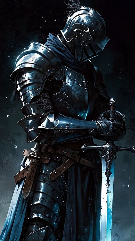 free wallpapers 4K knight, armor, sword, warrior, dark, art for mobile and desktop Dark Souls Artwork, Warriors Illustration, Dark Fantasy Artwork, Fantasy Heroes, Knight Art, Knight Armor, Beautiful Dark Art, Fantasy Armor, Cyberpunk Art