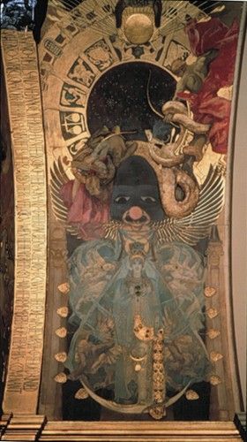 North End: Ceiling Vaulting. Pagan Gods.  Right side with Astarte and head of Neith.  Installed 1895.  BPL John Sargent, Harvard Art Museum, Pagan Gods, Speed Art, Digital Museum, John Singer Sargent, National Gallery Of Art, Art Institute Of Chicago, Museum Of Fine Arts