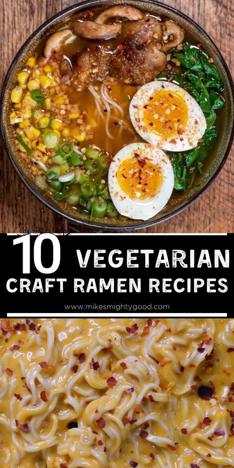 Raman Noodles Recipe Vegetarian, Ramen Broth Vegetarian, Noodle Bowl Recipes Vegetarian, Meatless Ramen Recipes, Ramen Noodle Vegetarian, Ramen Noodle Recipes Meal Prep, Vegetable Ramen Recipes, Plant Based Ramen Recipes, Miso Ramen Vegetarian