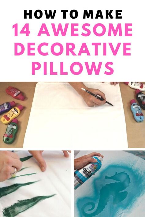 Decorate on a budget with these easy and creative hand made pillow covers to add to your living room, bedroom or outdoor chair cushions. These cheap pillow diy projects are fun to make, you'll find sew and no sew ideas so check out these diy pillow cover ideas. #diy #decorpillows #pillowcovers Pillow Cover Designs Ideas Diy, Pillow Diy Ideas, Painted Pillow Covers, No Sew Ideas, Pillow Cover Ideas, Pillow Covers Diy, Diy Pillow Designs, Decor Hacks Diy, Throw Pillow Covers Diy