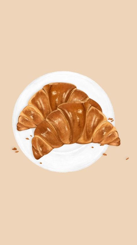 Croissant Aesthetic Wallpaper, Pastry Wallpaper, Bakery Wallpaper, Breakfast Background, Pastry Illustration, Cute Croissant, Bakery Instagram, Breakfast Croissant, Baking Breakfast