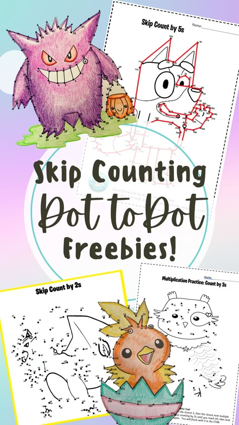 Do your students love dot to dots? They can be a great way to practice skip counting in 1st or 2nd grade! Use in math centers or for early finishers -complete forwards or backwards depending on student level - and lots of fun to color in too : ) Check out the FREE skip conting dot to dots in my store - or FOLLOW ME here for more freeand fun worksheets like this released every Friday! Skip counting activities, Count by 2s, Count by 5s, Count by 10s. Fun Math 2nd Grade, Skip Counting Games 1st, Skip Count By 10 Activities, Skip Counting Activities 1st, Skip Count By 2's Activities, Skip Counting Activities 2nd Grade, Early Finishers Activities 1st Grade, Early Finishers Activities 2nd Grade, Count By 5