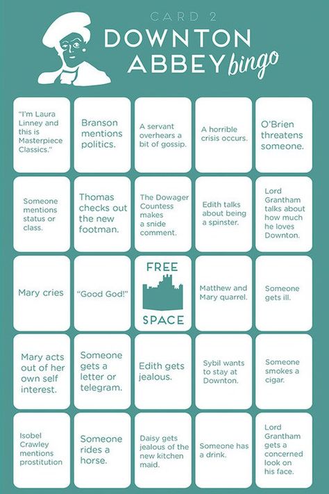 downton abbey bingo Downton Abbey Tea Party, Downton Abbey Party, Party Quotes Funny, Party Quotes, Laura Linney, Bingo Cards Printable, Downton Abby, Gentlemans Club, Under Your Spell