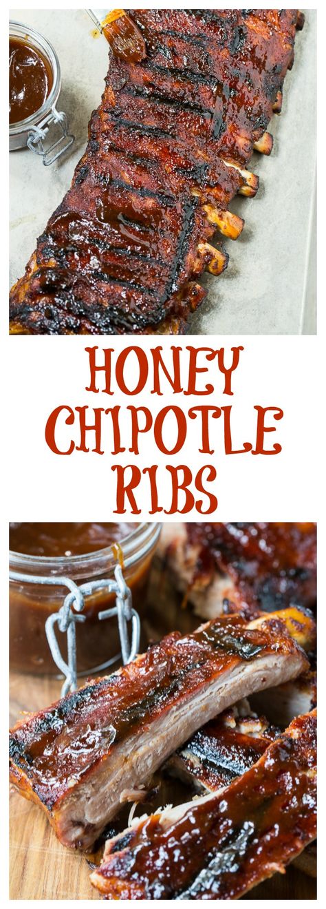 Honey Chipotle Ribs are sweet and spicy and super easy to make from just a few simple ingredients. Honey Chipotle Ribs, Honey Chipotle, Barbecue Ribs, Slow Cooking, Bbq Pork, Barbecue Recipes, Rib Recipes, Pork Dishes, Bbq Recipes